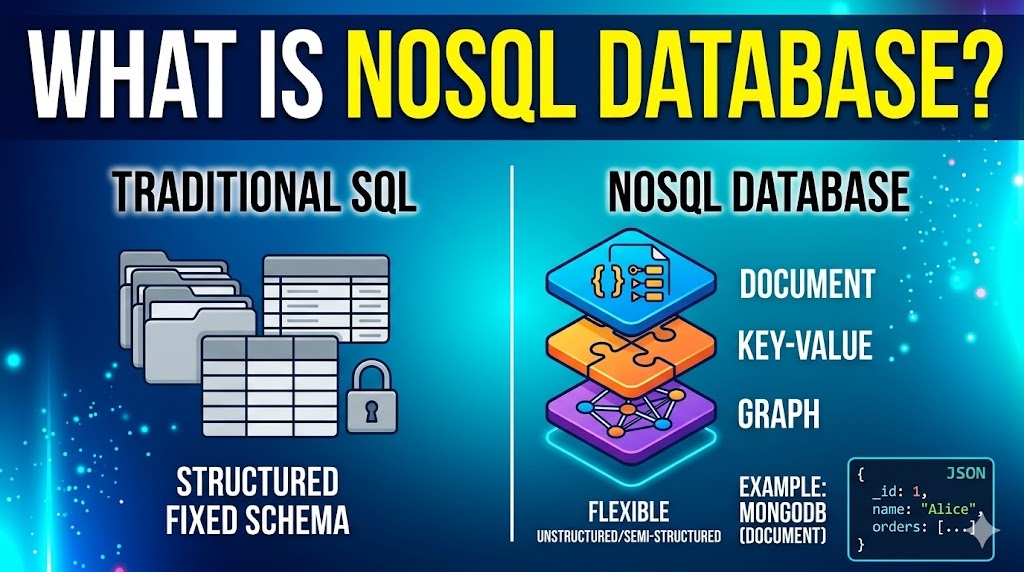 What is NoSQL Database explain with example in telugu and english