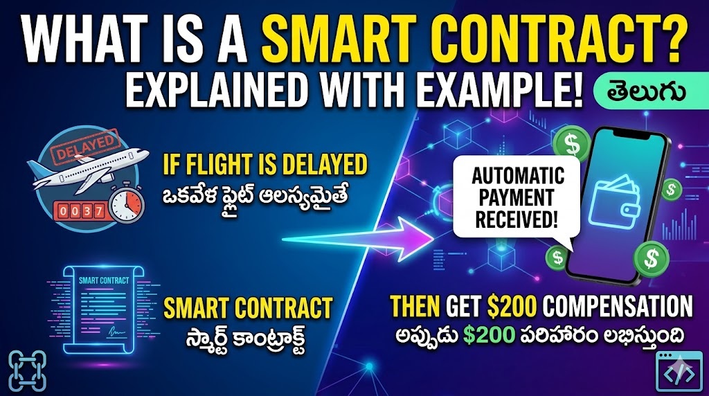 What is Smart Contracts explain with example in english and Telugu