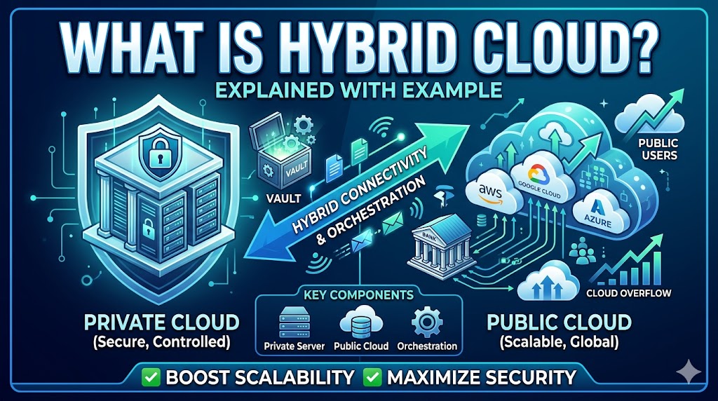 what is Hybrid Cloud explain with example telugu and english